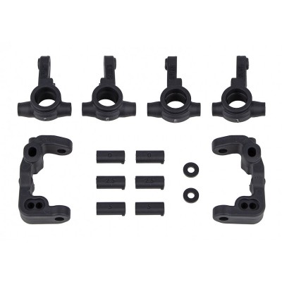 Team Associated RC10B6.4 -1mm Scrub Caster and Steering Blocks, carbon