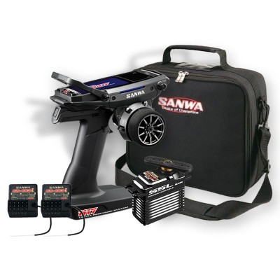 Sanwa M17 Radio + 2x RX-493i Receiver & Preinstalled Battery + PGS-XB2 Servo + Carrying Bag