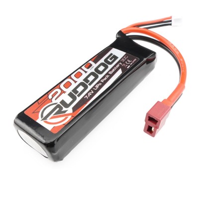 RUDDOG 2000mAh 30C 7.4V LiPo Pack Battery with T-Plug (88x28x16mm, 1:14 RTR)