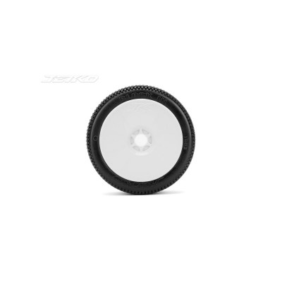 Jetko Block In Soft 1:8 Buggy Pre-glued on White Rims (2)