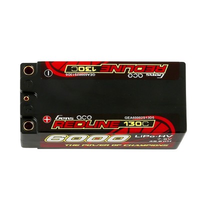 Gens ace Redline Series 6000mAh 7.6V 130C 2S2P HardCase 65 HV Shorty