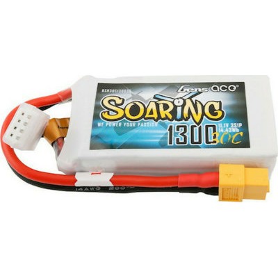 Gens ace Soaring 1300mAh 11.1V 30C 3S1P Lipo Battery Pack with XT60 Plug